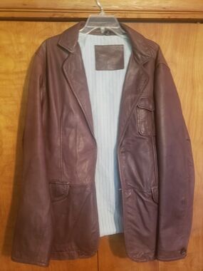 Brown Leather Blazer Jacket